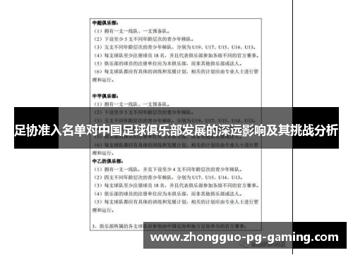 足协准入名单对中国足球俱乐部发展的深远影响及其挑战分析